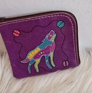 Howling Wolf Purple Coin Purse. Tiny Purse 🌴